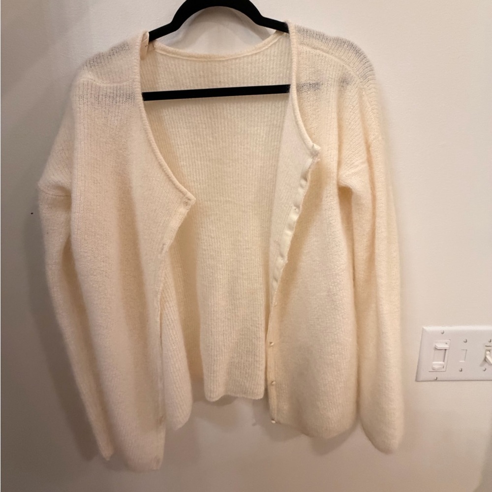 Sezane Gaspard Cardigan Elegant Cream Women's Sweater - Picture 3 of 8